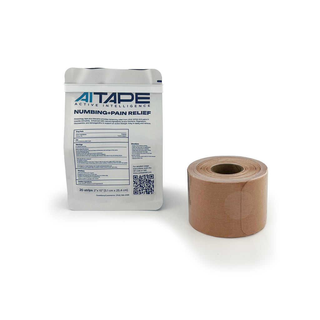 AI Tape Numbing + Pain Relief – 4% Lidocaine Kinesiology Tape Precut Strips