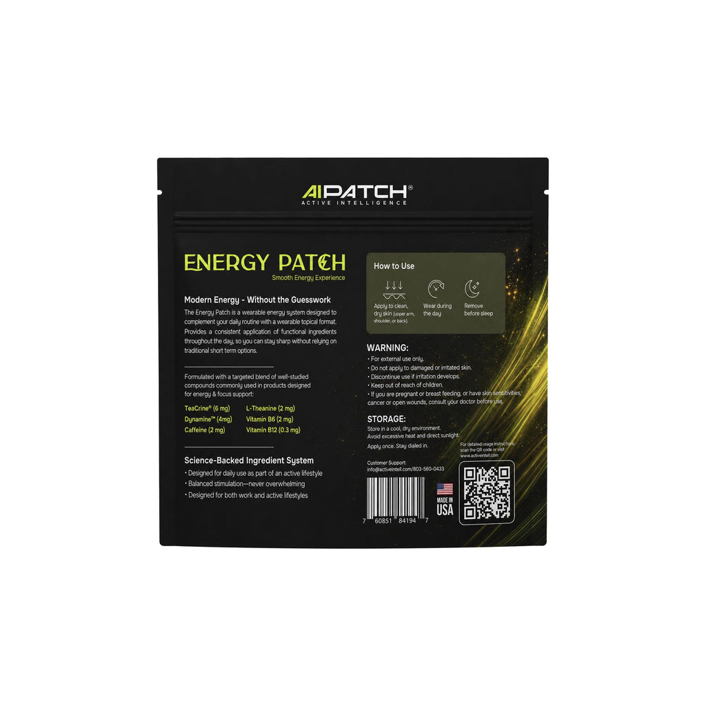 AI Energy Patch package with wearable energy support patches
