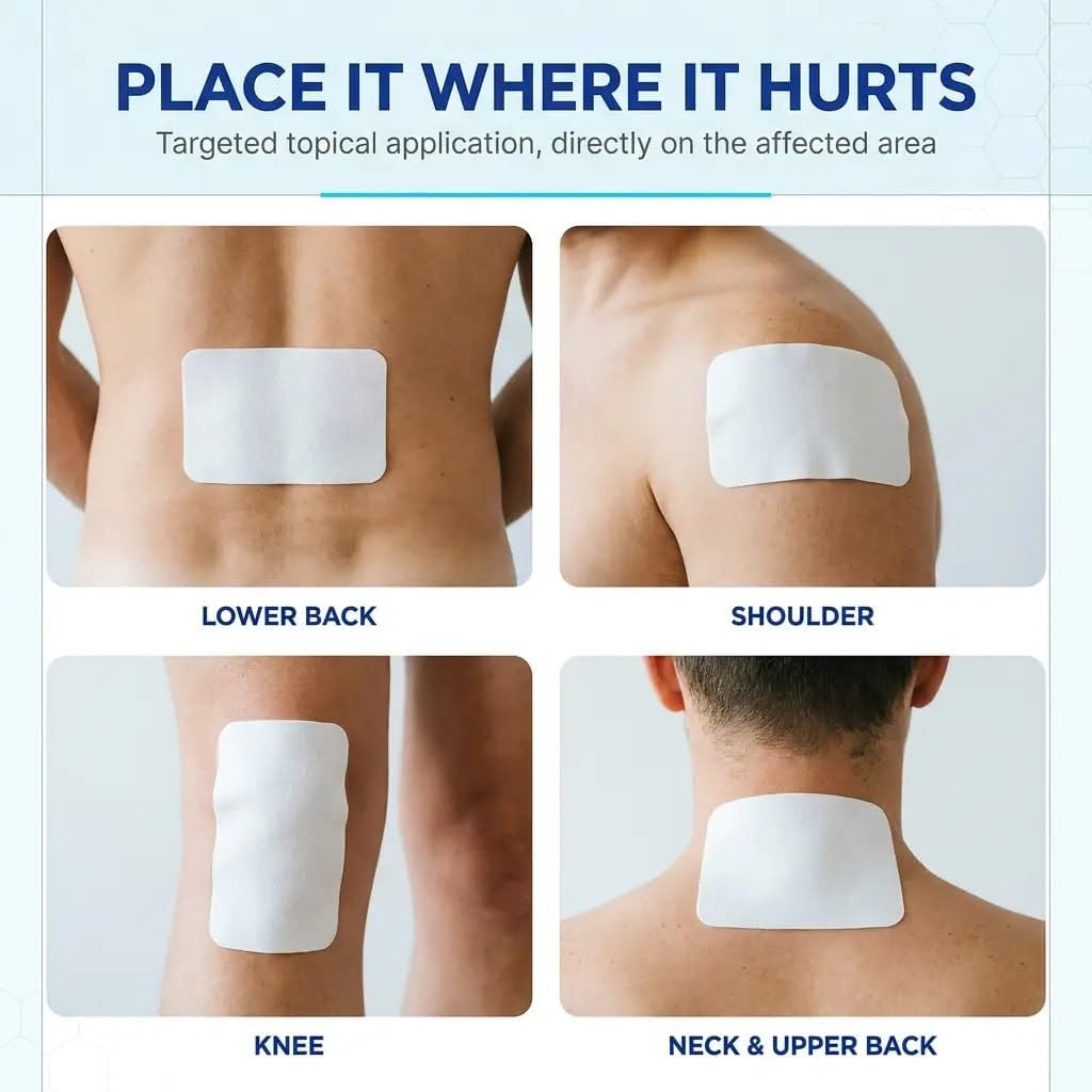 AI Pain Relief Patch application areas for lower back shoulder knee and neck