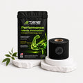 AITAPE Performance Infused Kinesiology Tape black packaging and a matching black tape roll with logo on a white display stand.