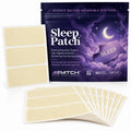 AIPATCH Active Intelligence Sleep Patch pouch and sheets of beige pre-cut wearable sleep patches formulated with Suntheanine, melatonin, and ashwagandha.