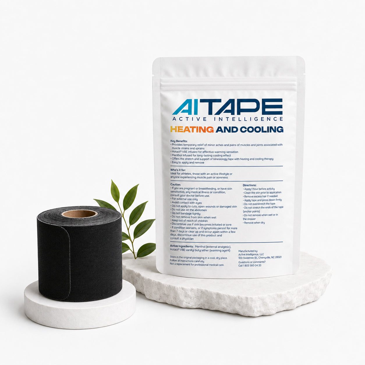 AI Tape Heating and Cooling Therapy package with menthol kinesiology tape